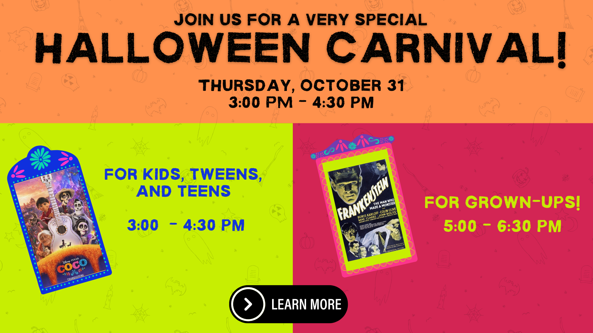 Halloween Carnival for kids, teens, and adults. Click for more information.